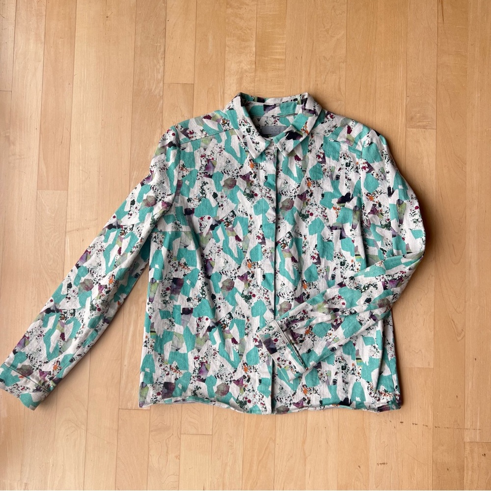 COS abstracted printed denim shirt